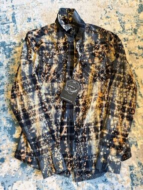 Minnow Vintage Black & Bleach-Effect Plaid Flannel Jacket